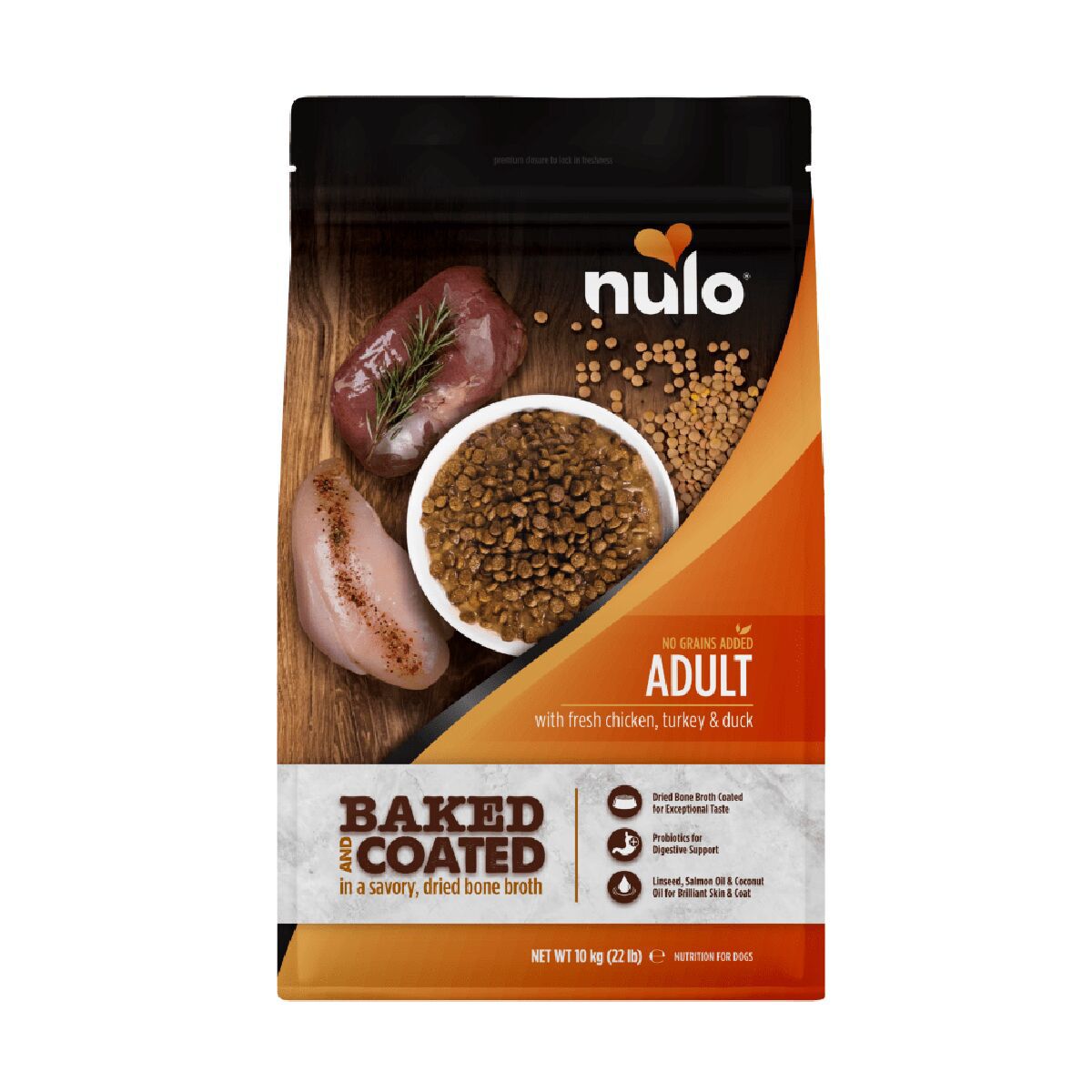 Nulo Baked & Coated Dog Adult Fresh Chicken, Turkey & Duck Torrfoder till Hund 10kg