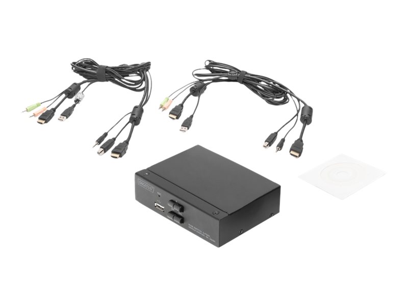 Digitus DS-12870 KVM-switch 2-port HDMI 4K 30 Hz, en skärm