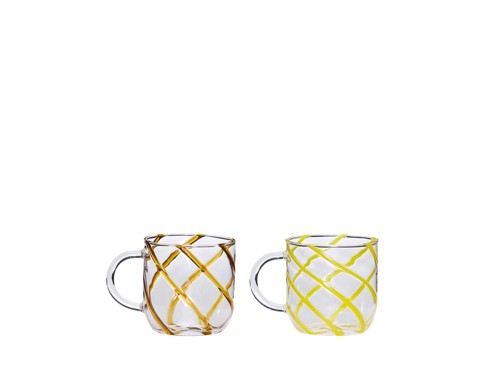 Hübsch - Kiosk Glass Mugs Swirl - Yellow - 9x13xh10cm, bild 2