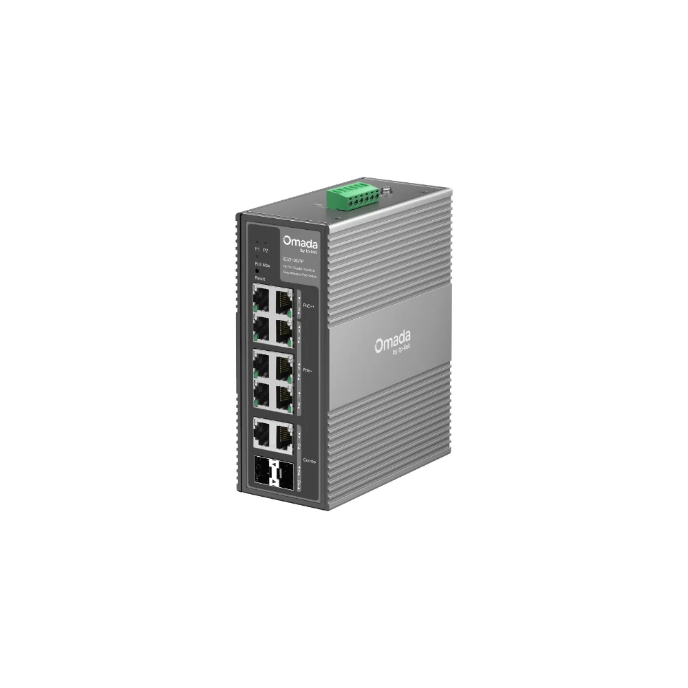 TP-Link Omada IES210GPP 10-Port Gigabit Industrial Easy Managed Switch med 6-Port PoE+ and 2-Port PoE++