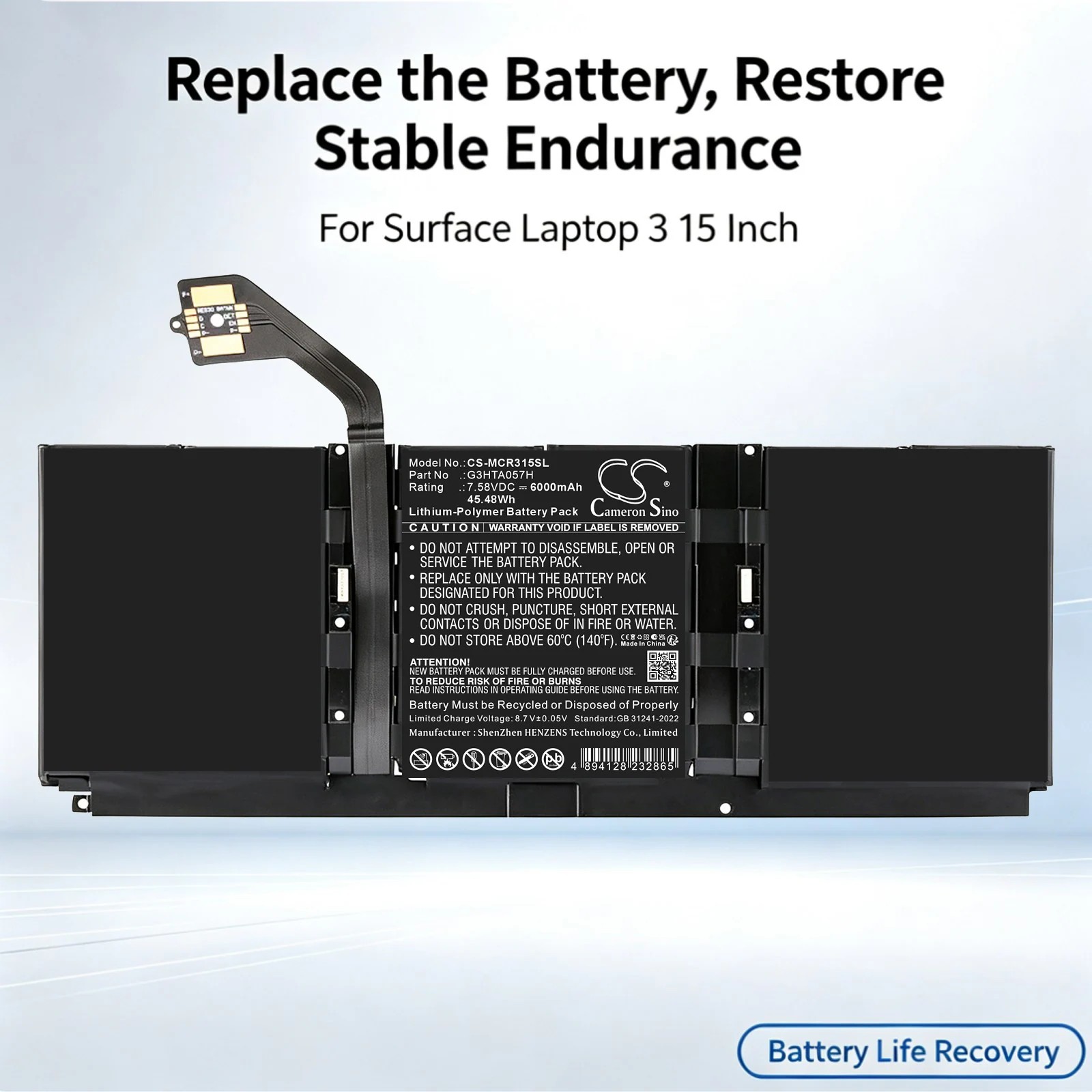 Batteri till Laptop, Bärbar dator för Microsoft Surface Laptop 3 1872 m.fl.