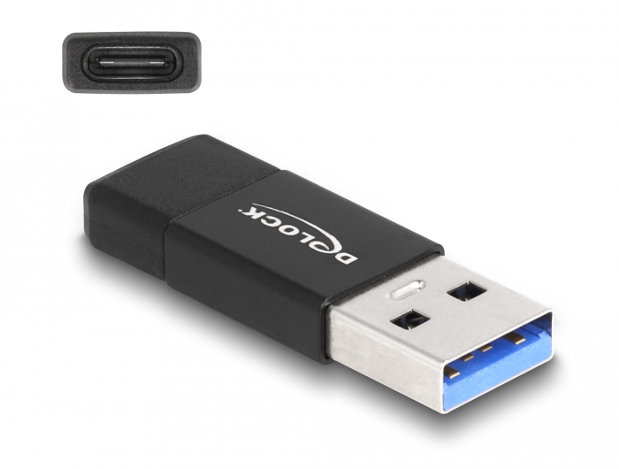 Adapter USB-A hane till USB-C hona, 10 Gbps, DeLOCK - Svart, bild 3