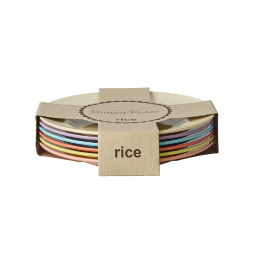 Rice - Melamine Round Dinner Plates - Glory Days Colors - 6 Pack