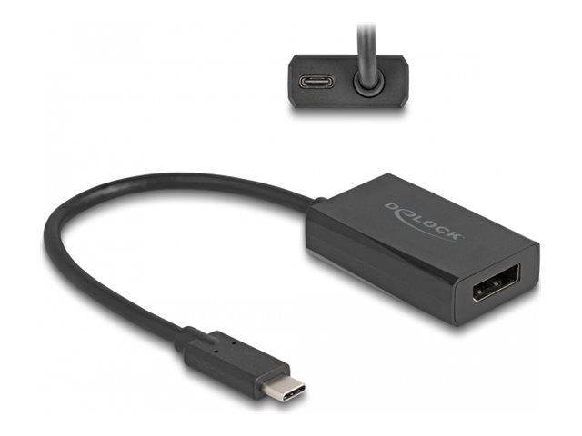 DeLOCK 61059 adapter 4K DisplayPort hona till USB-C hane PD 85 W