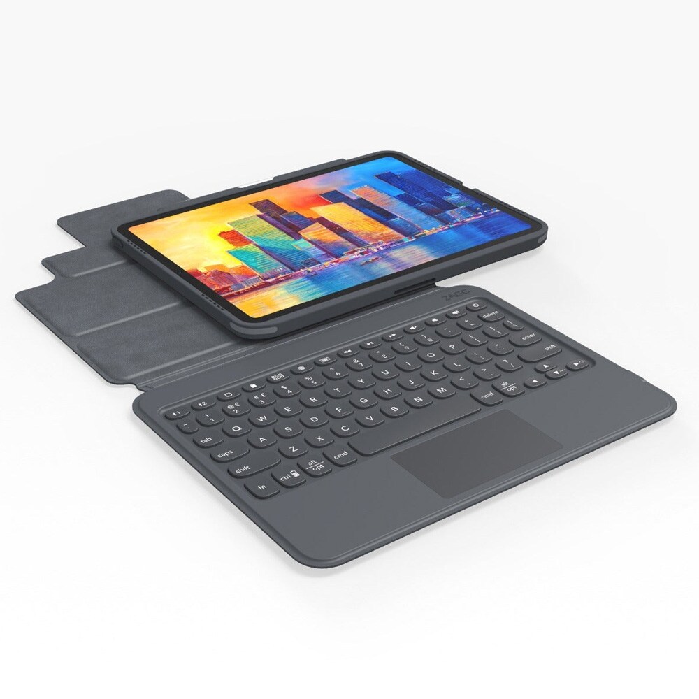 ZAGG Pro Keys - Tangentbord och foliefodral - med pekdyna - bakgrundsbelyst - Bluetooth - QWERTZ - tysk - svart/grå tangentbord, svart/grå fodral - för Apple 10.2-inch iPad (7:e generation, 8:e generation), bild 2