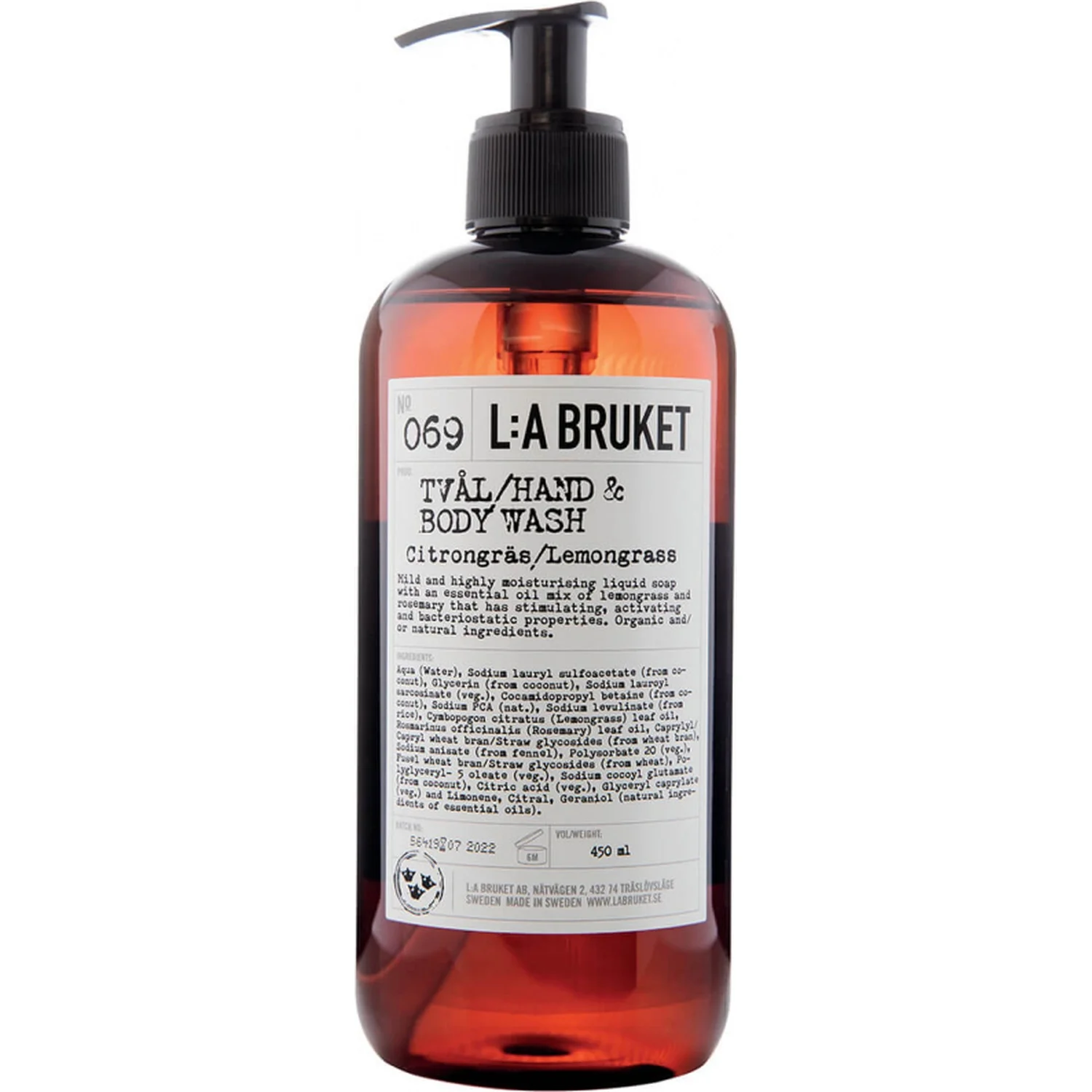 L:a Bruket Hand & Body Wash 069 Lemongrass 450 ml