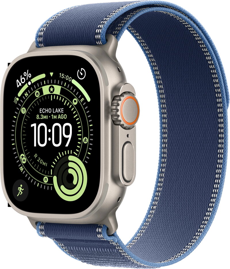 Apple Watch Ultra 3 GPS + Cell 49 mm naturlig titan, blå/klarblå terrängloop - S/M, bild 3