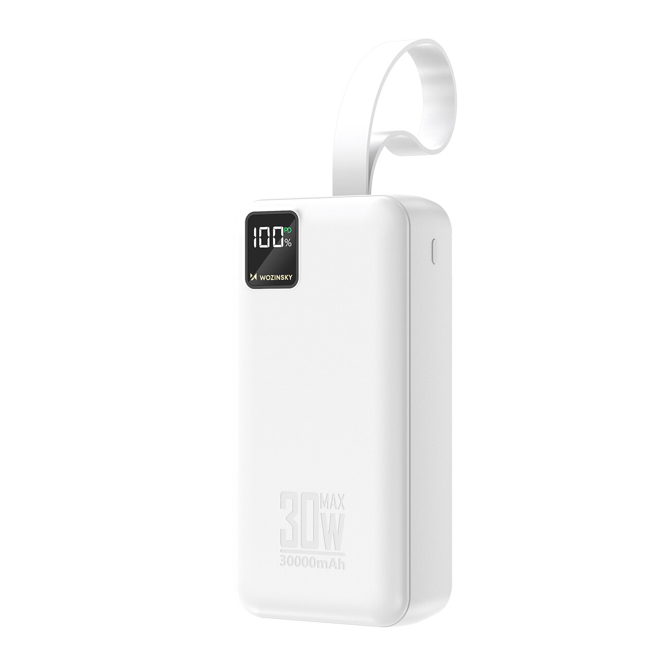 Wozinsky W8-W 30 000 mAh 30 W powerbank med 2 USB-A- och USB-C-portar samt ficklampa – vit, bild 2