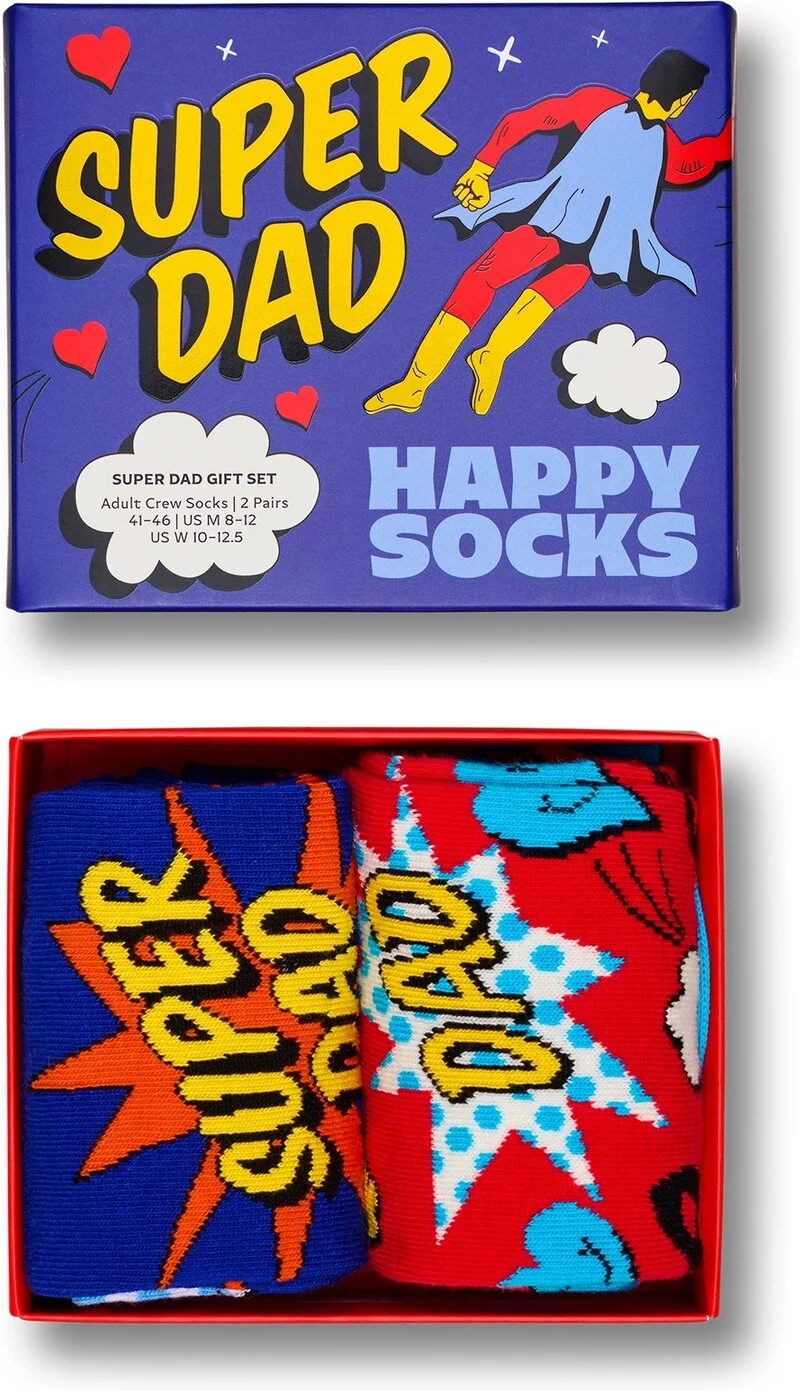 Happy Socks 2-Pack Super Dad Socks Gift Set 41-46