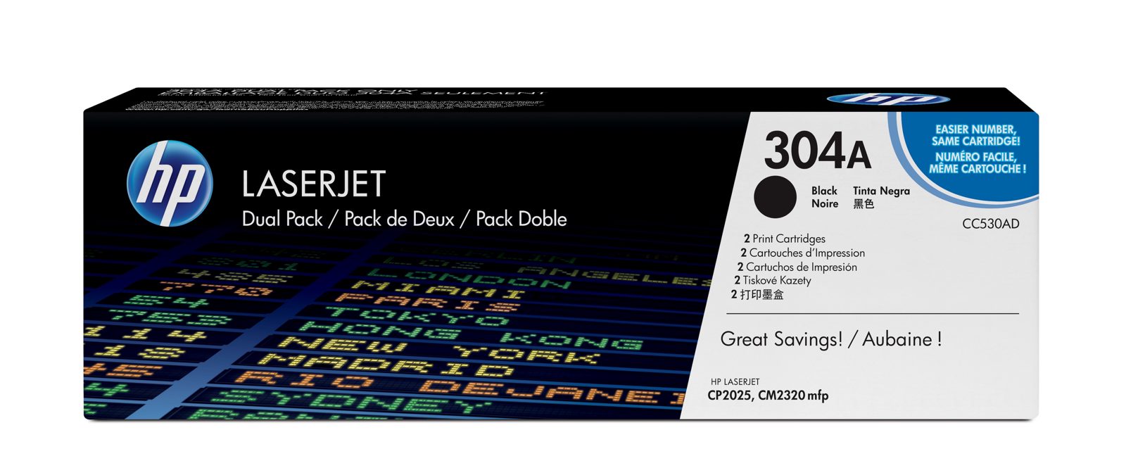 HP 304A Svart Dual Pack, Color LaserJet CP2025/CM2320, 2x3500 sidor, bild 2