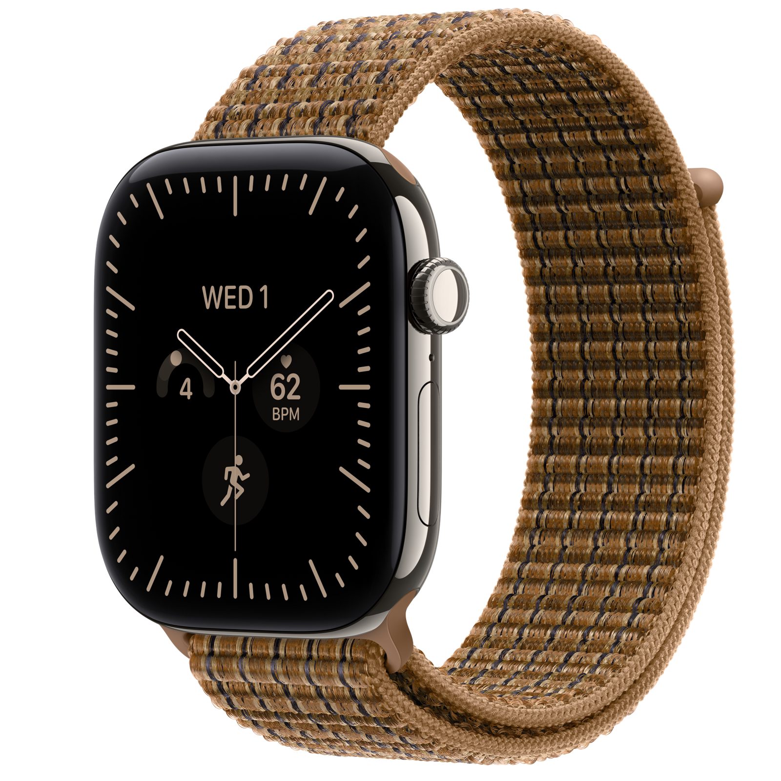 Apple Watch Series 12 (GPS + Cellular) • Titanboett naturlig, 46 mm • Sportloop skotskrutig ljus umbra