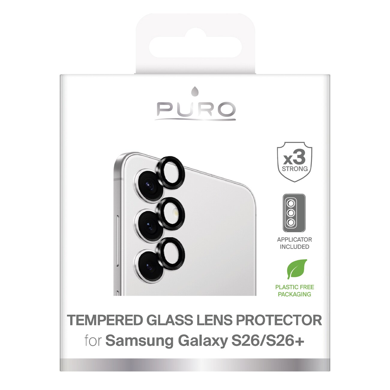 Puro härdat glas för den bakre kameran för Samsung Galaxy S26/S26 Plus - med en svart ram, bild 2