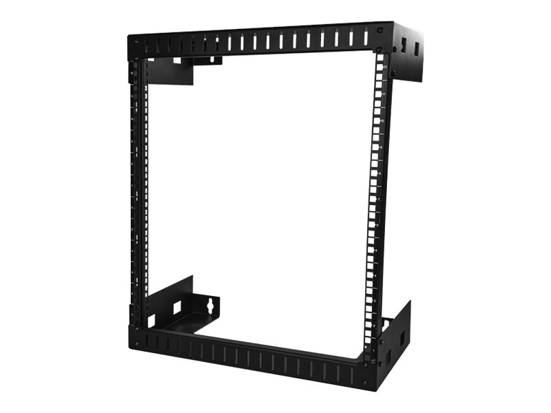Startech 12U 19 Wall Mount Network Rack - 12 Deep 2 Post Open Frame Server Room Rack for Data/AV/IT/Computer Equipment/Patch Panel with Cage Nuts & Screws 200lb Capacity, Black (RK12WALLO) - Rack - väggmontering - svart - 12U - 12