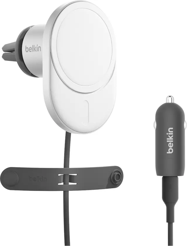 Belkin BoostCharge Pro Qi2 15W magnetisk billaddare (vit)