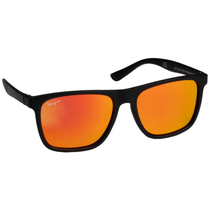 Haga Eyewear Atlanta Polarized Matt Black, Red Mirror Lens