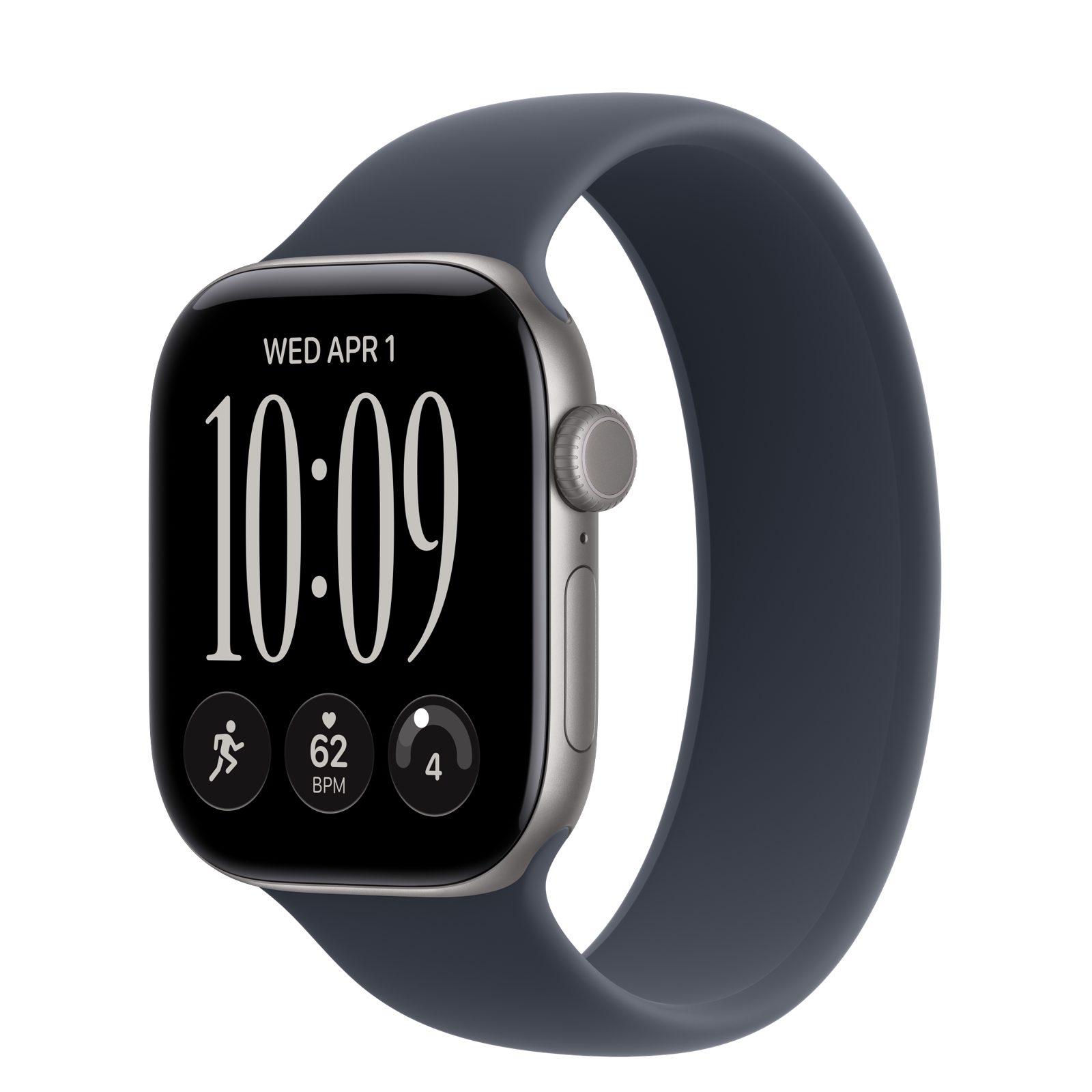 Apple Watch Series 12 (GPS + Cellular) • Aluminiumboett rymdgrå, 42 mm • Sololoop marinblå
