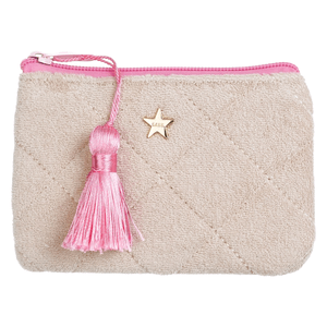 DARK Terry Quilted Mini Pouch Sand & Bubblegum Pink