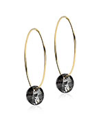 Blomdahl Golden Titanium Ear Ring 25 mm, Round 8 mm, Black diamond