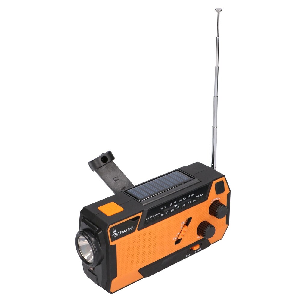 Nödradio med vev och solcell / 4000 mAh powerbank / krisradio / beredskapsradio med ficklampa och SOS-larm, bild 2