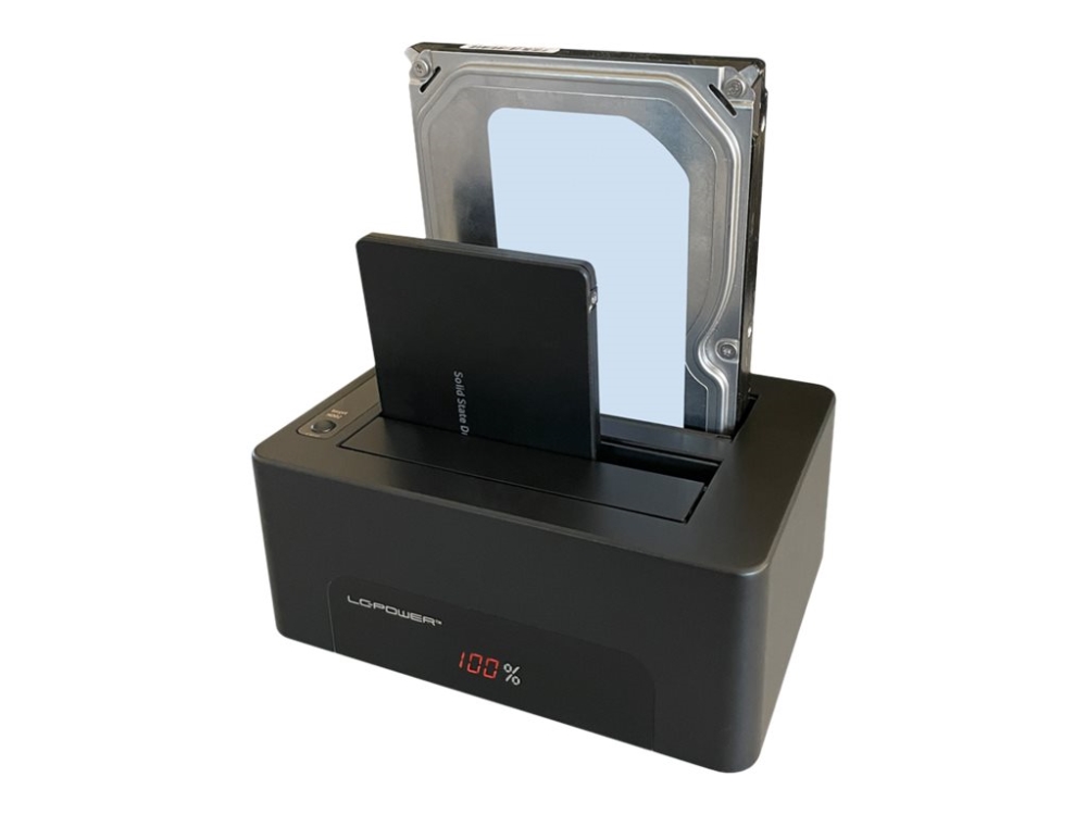 LC Power LC-DOCK-U3-V - HDD dockningsstation - fack: 1 - 2,5 tum/3,5 tum delad - SATA - USB 3.1 (Gen 2) - svart