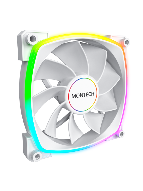 Montech RX140 PWM WH - Reverse - Chassi fläkt - 140mm - Vit med RGB LED - 28 dBA