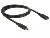 Förlängningskabel DeLOCK, USB-C ha till USB-C ho, USB 3.2 Gen.1, 60W PD, 1 meter - Svart