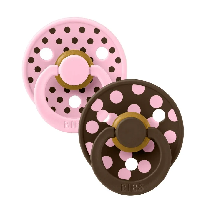 BIBS Pacifier Studio Colour 2-pack Polka Latex Size 2 Baby Pink/Mocha, bild 2
