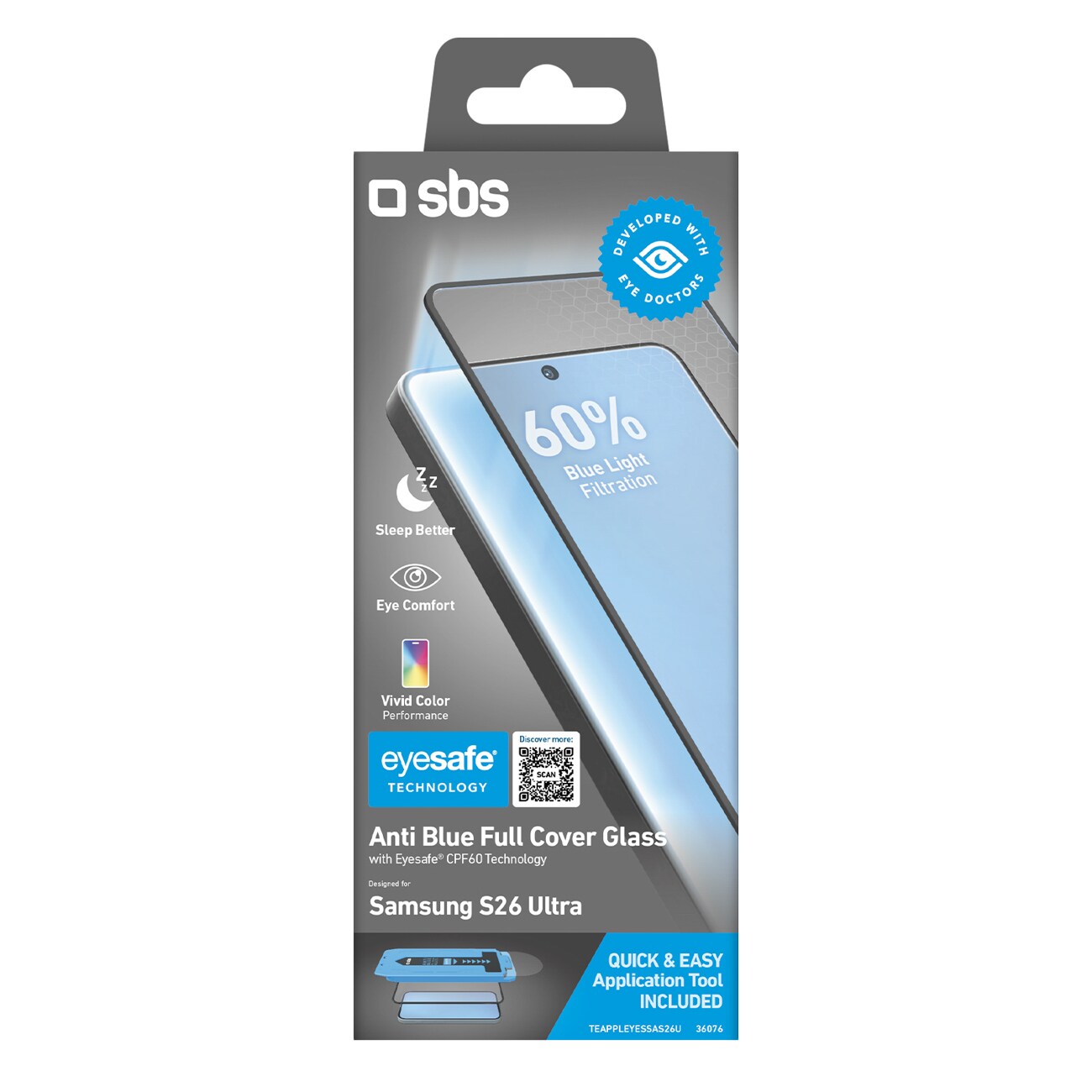 SBS Eyesafe härdat glas med applikator för Samsung Galaxy S26 Ultra, bild 2