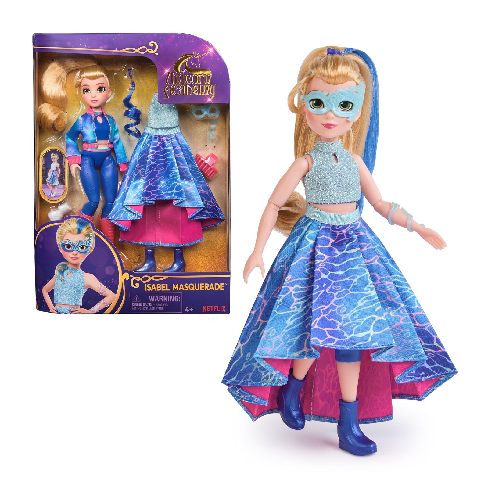 Unicorn Academy Isabel Deluxe Masquerade, Modedocka, Flicka, 4 År, 241 mm, 122 g, Multifärg
