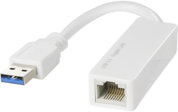 DELTACO Nätverksadapter USB-A 3.0 till RJ45 Vit