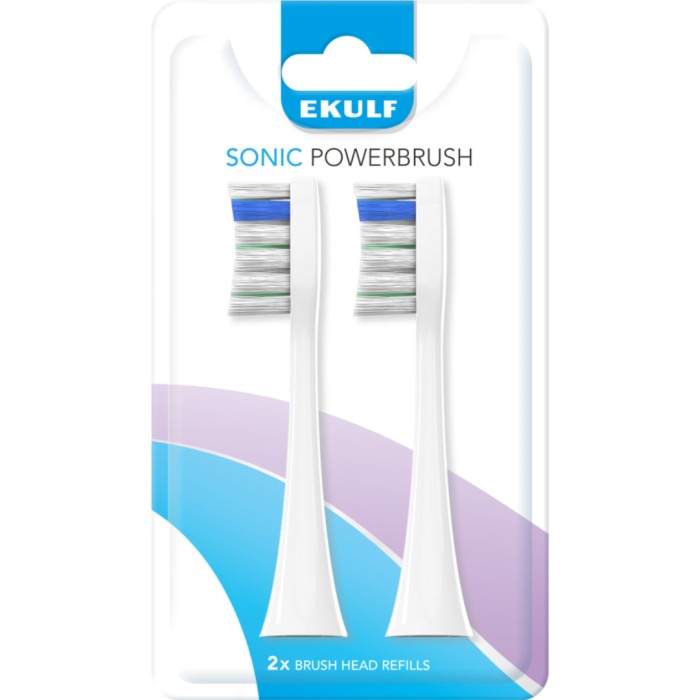 Ekulf Sonic Powerbrush White Refill 2 st