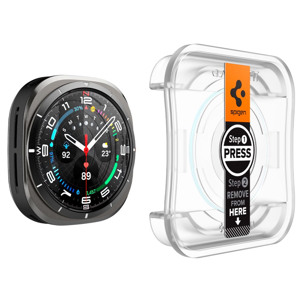 Spigen Glas.TR EZ Fit härdat glas för Samsung Galaxy Watch Ultra (47mm) - Klar (2-pack), bild 3
