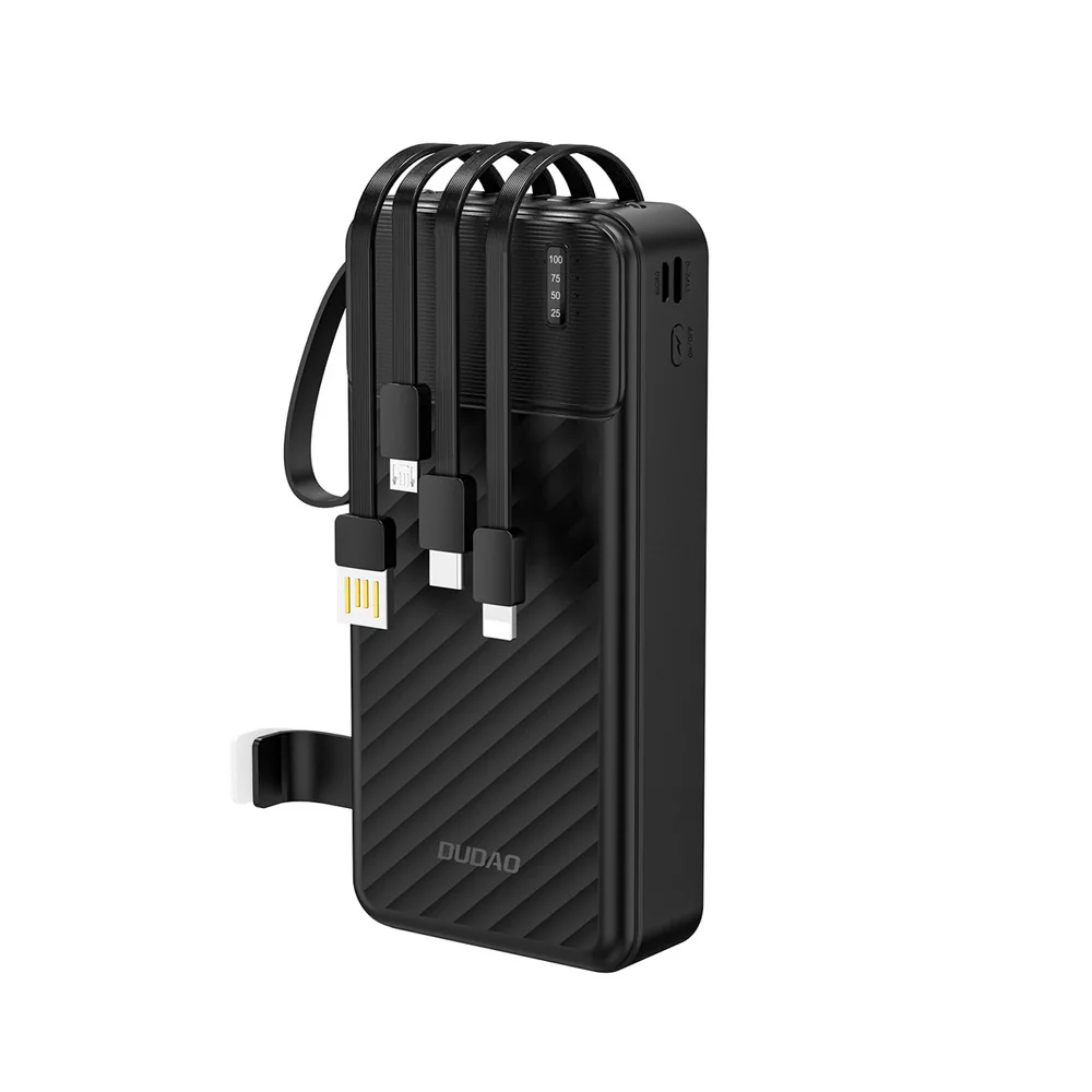 Dudao Powerbank K11 Pro 20000mAh med inbyggda kablar svart