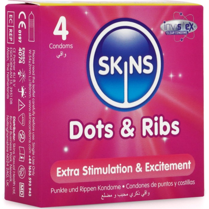 Skins Kondomer Dots & Ribs 4-pack