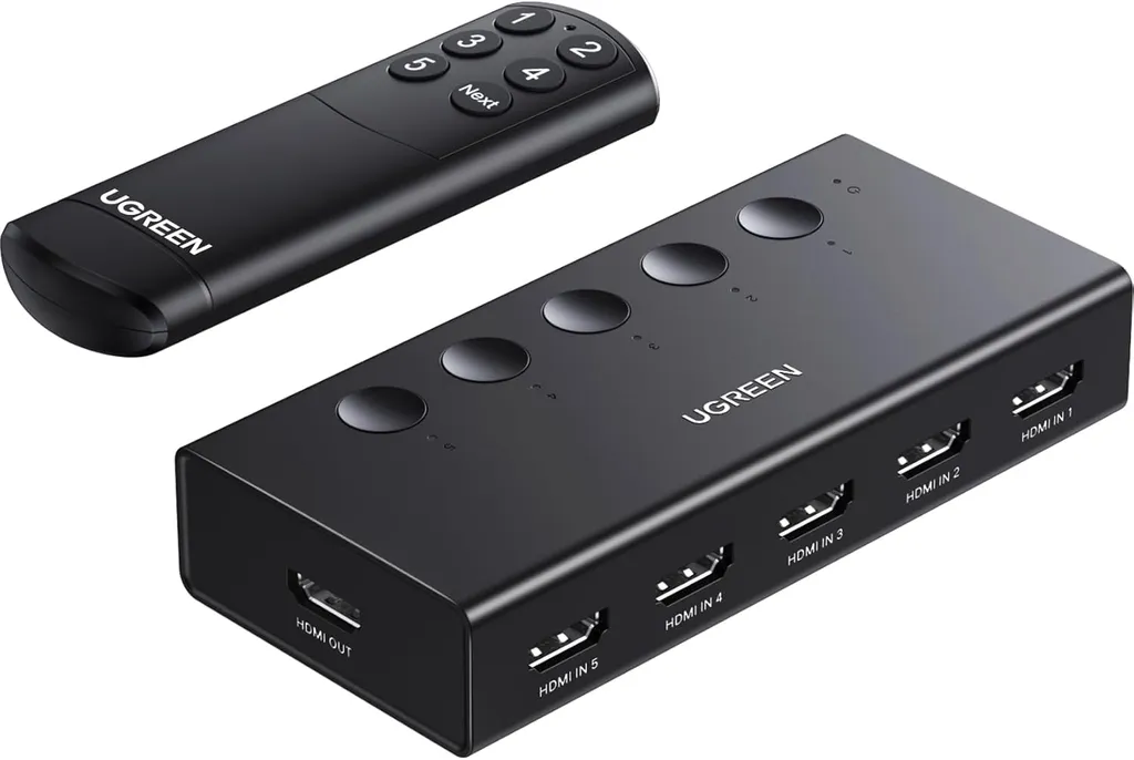 UGREEN HDMI Switch 5 in 1 ut, 4K@60Hz - Svart