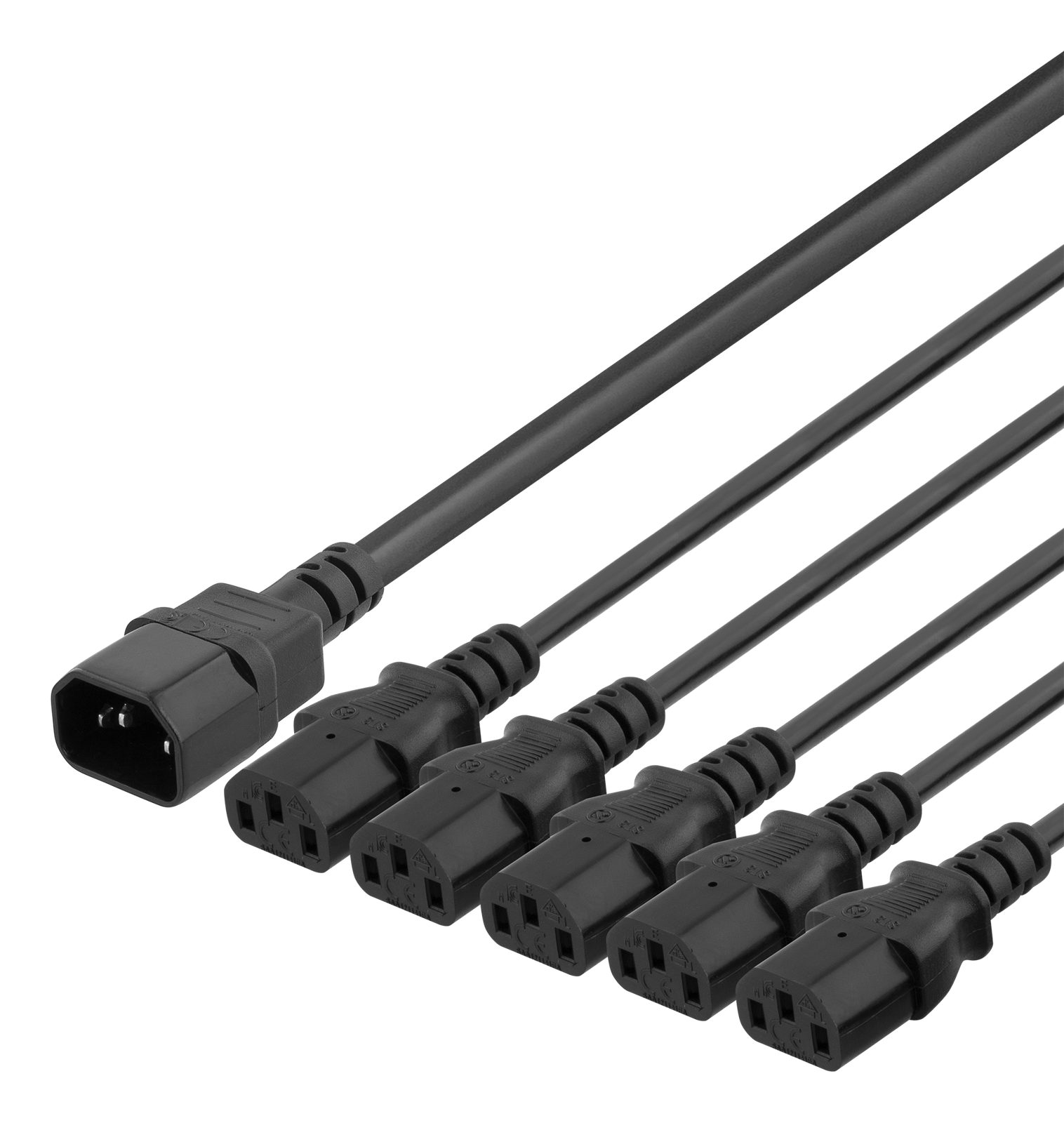 Strömkabel 3-polig apparatkabel + Y-splitter, IEC C14 hane till 5xIEC C13 hona, 2 m, bild 3
