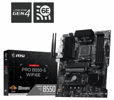 MSI PRO B550-S WIFI6E - motherboard - ATX - Socket AM4 - AMD B550 Moderkort - AMD B550 - AMD AM4 - DDR4 RAM - ATX, bild 2