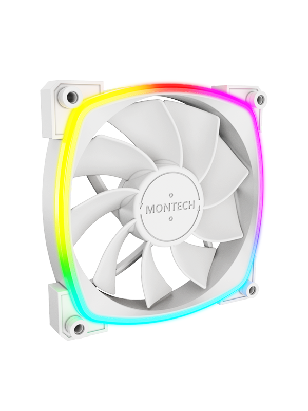Montech RX120 PWM WH - Reverse - Chassi fläkt - 120mm - Vit med RGB LED - 27 dBA