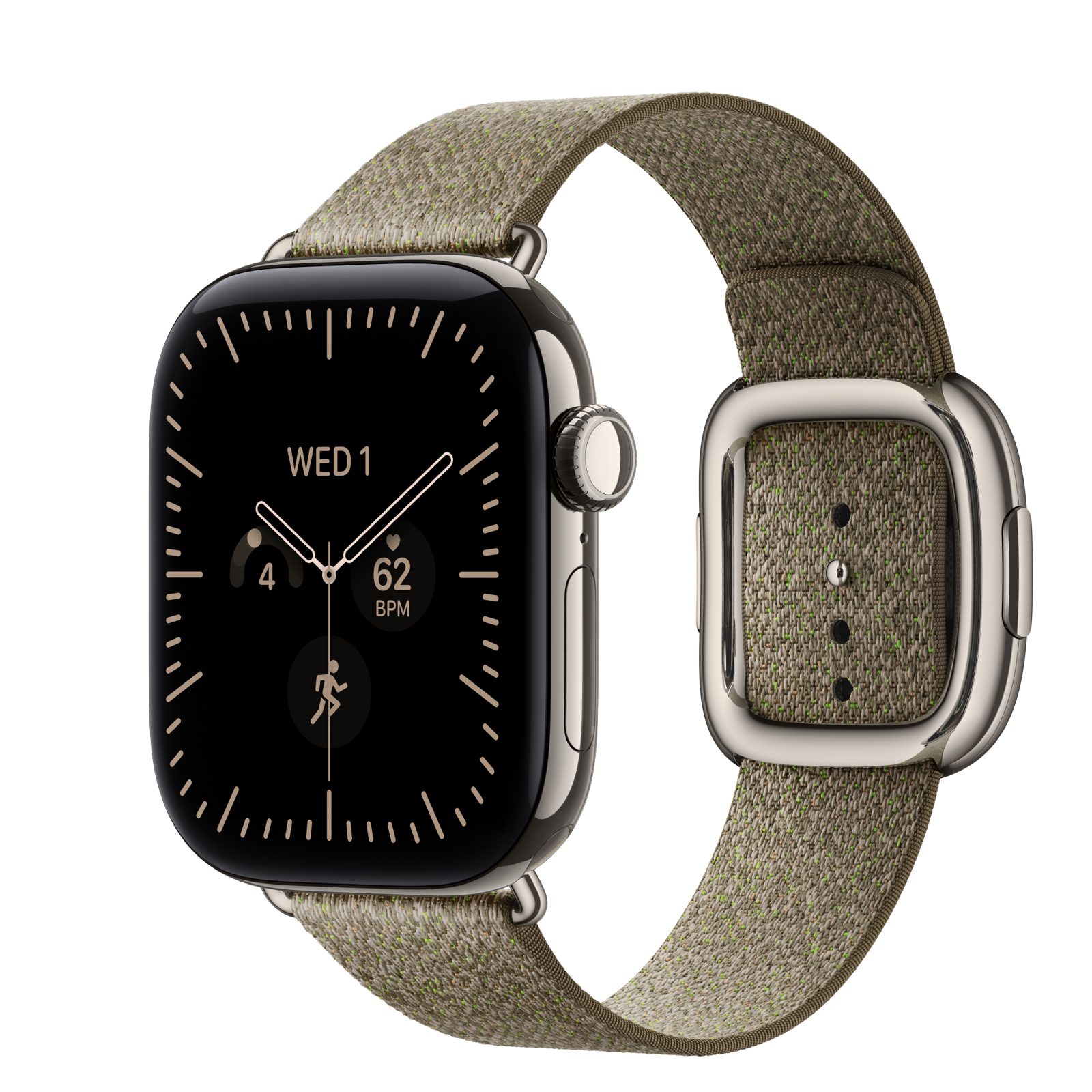 Apple Watch Series 12 (GPS + Cellular) • Titanboett naturlig, 42 mm • Modernt spänne salvia