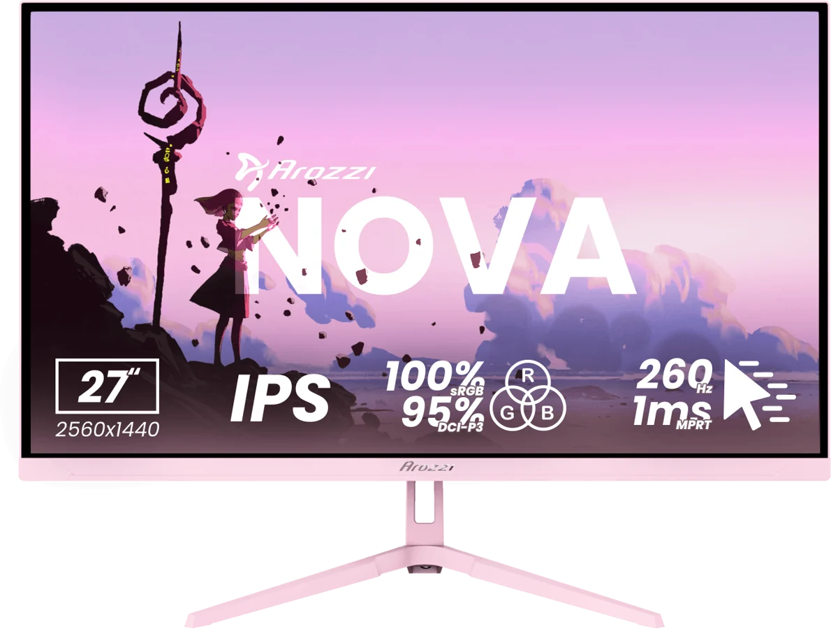 Arozzi Nova 27" QHD/IPS/260Hz/1ms gamingskärm (rosa), bild 3