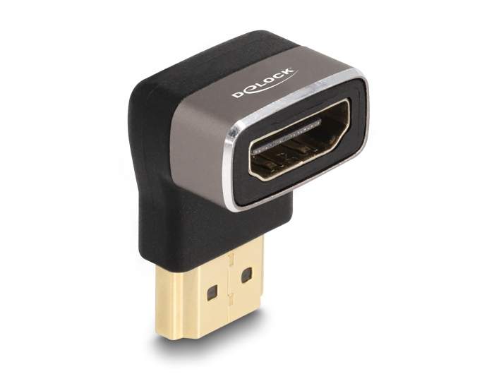 Adapter HDMI hane till hona, DeLOCK, 8K@60Hz, vinklad nedåt - Svart/Grå, bild 3