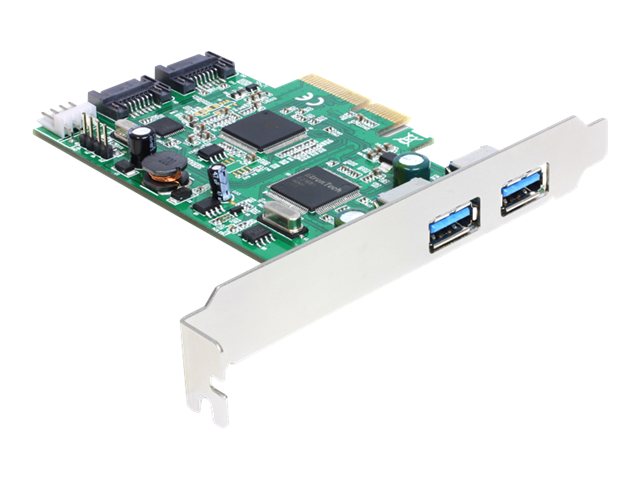 Delock PCI Express Card > 2 x external USB 3.0, 2 x internal SATA 6 Gb/s - Lagring/USB3.0-styrenhet - USB 3.0 / SATA 6Gb/s - PCIe 2.0 x4, bild 2