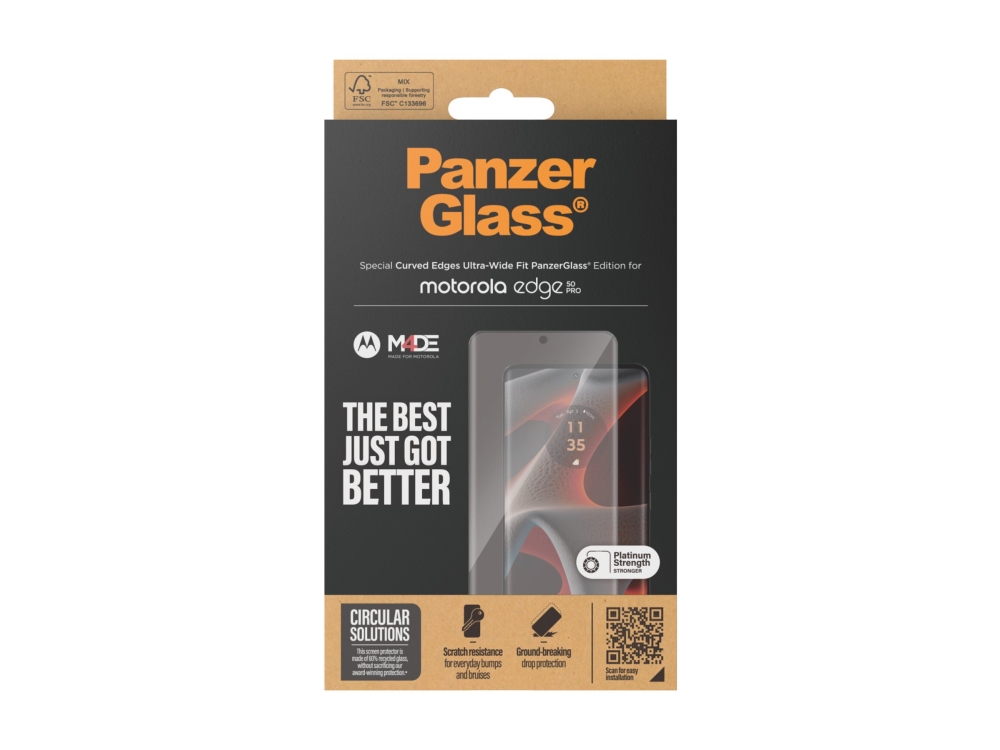 PanzerGlass - Skärmskydd för mobiltelefon - ultra-bred passform, böjda kanter - glas - ramfärg svart - för Motorola Edge 50 Pro, bild 2