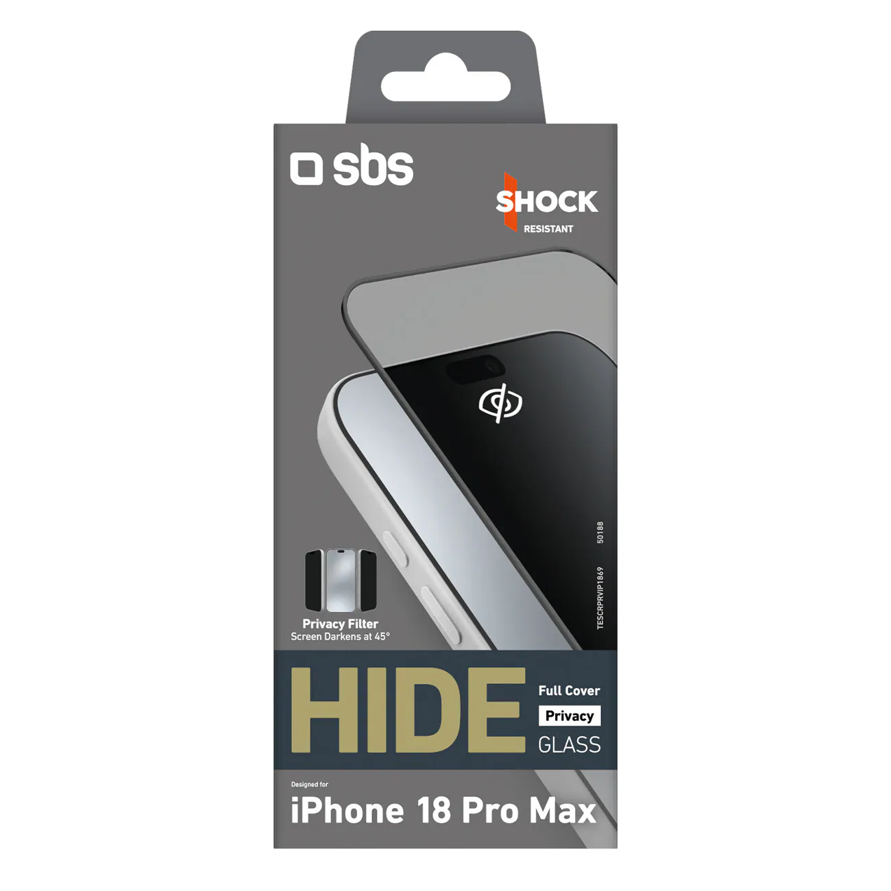 SBS Hide helskyddande sekretessglas för iPhone 18 Pro Max, 0,33 mm, bild 2