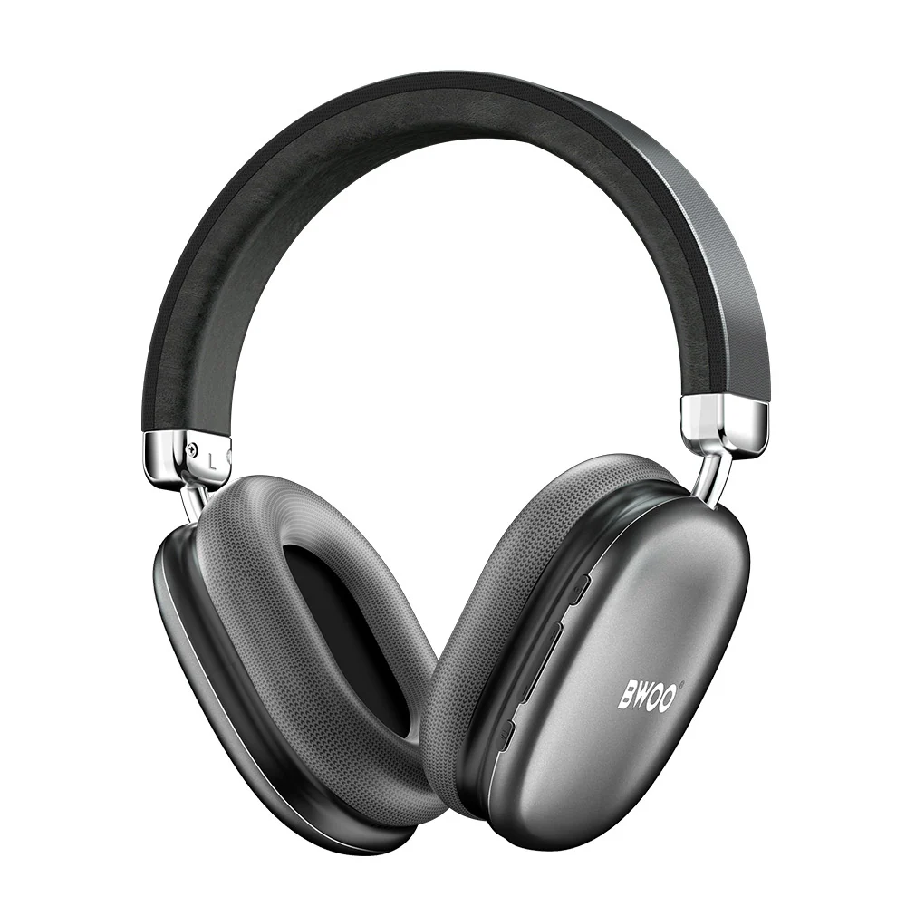 BWOO over-ear trådlösa hörlurar med Bluetooth 5.3 och TF-stöd – grå