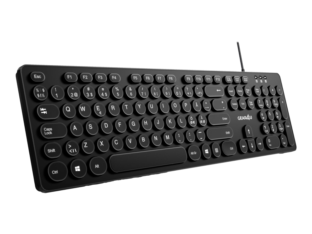 Gear4U KK-10 - Tangentbord - runda tangentknappar - USB - Nordiskt - svart