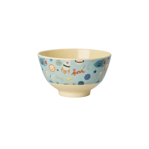 Rice - Melamine Bowl with Dogs in Space Print - Blue - Small - 300 ml