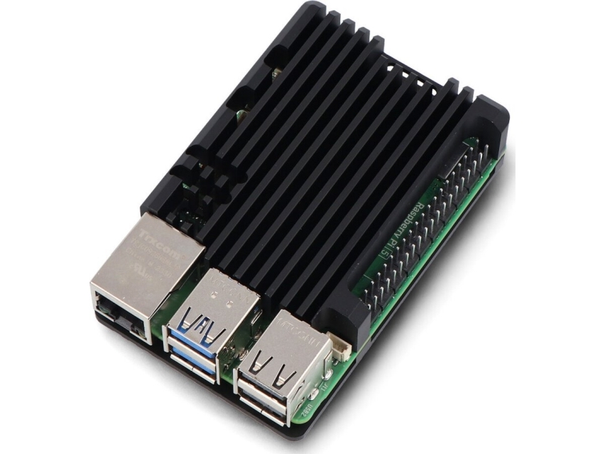 JustPi chassi för Raspberry Pi 5 - aluminium - svart (JUS-24108)