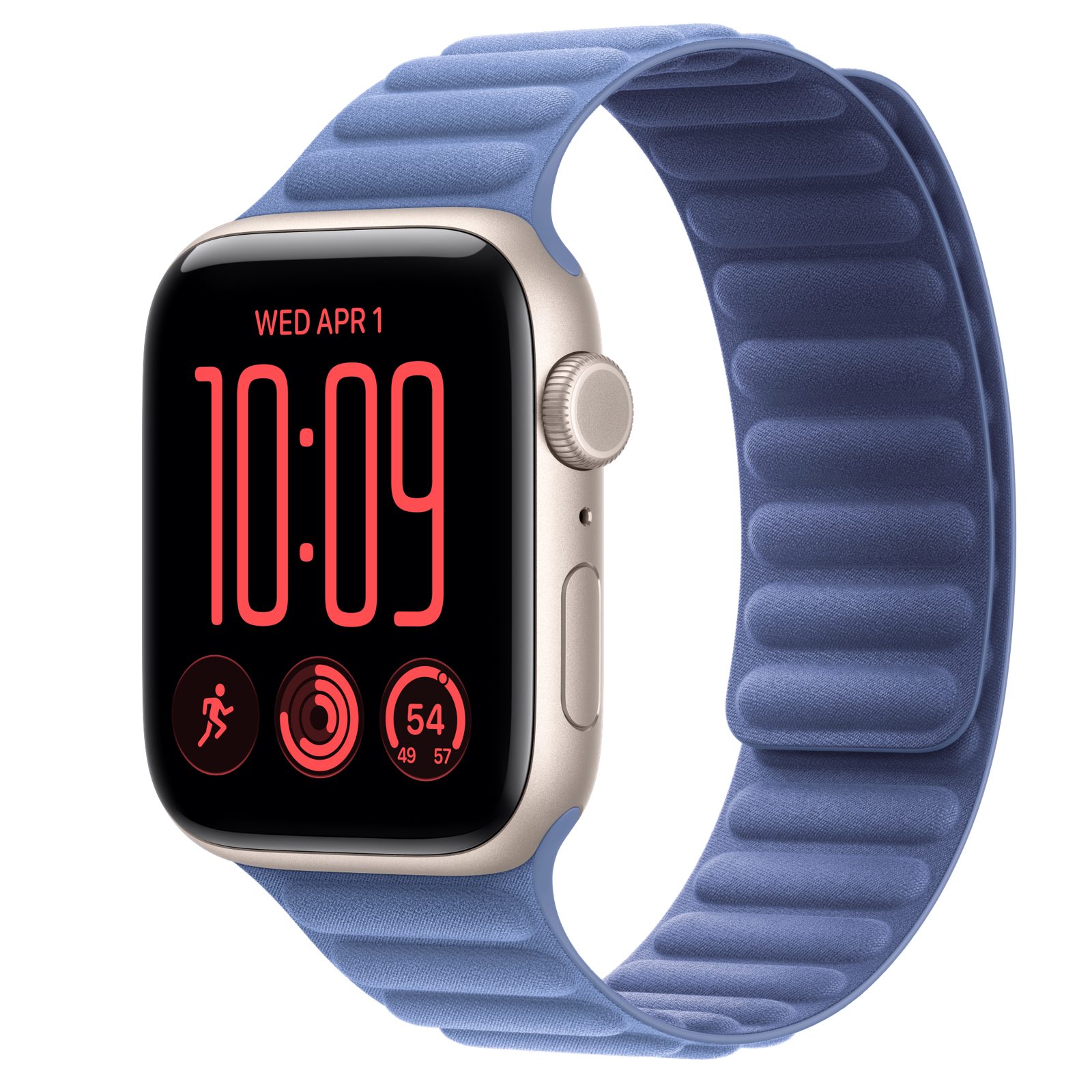 Apple Watch SE 3 (GPS + Cellular) • Aluminiumboett stjärnglans, 44 mm • Magnetlänk ängsblå