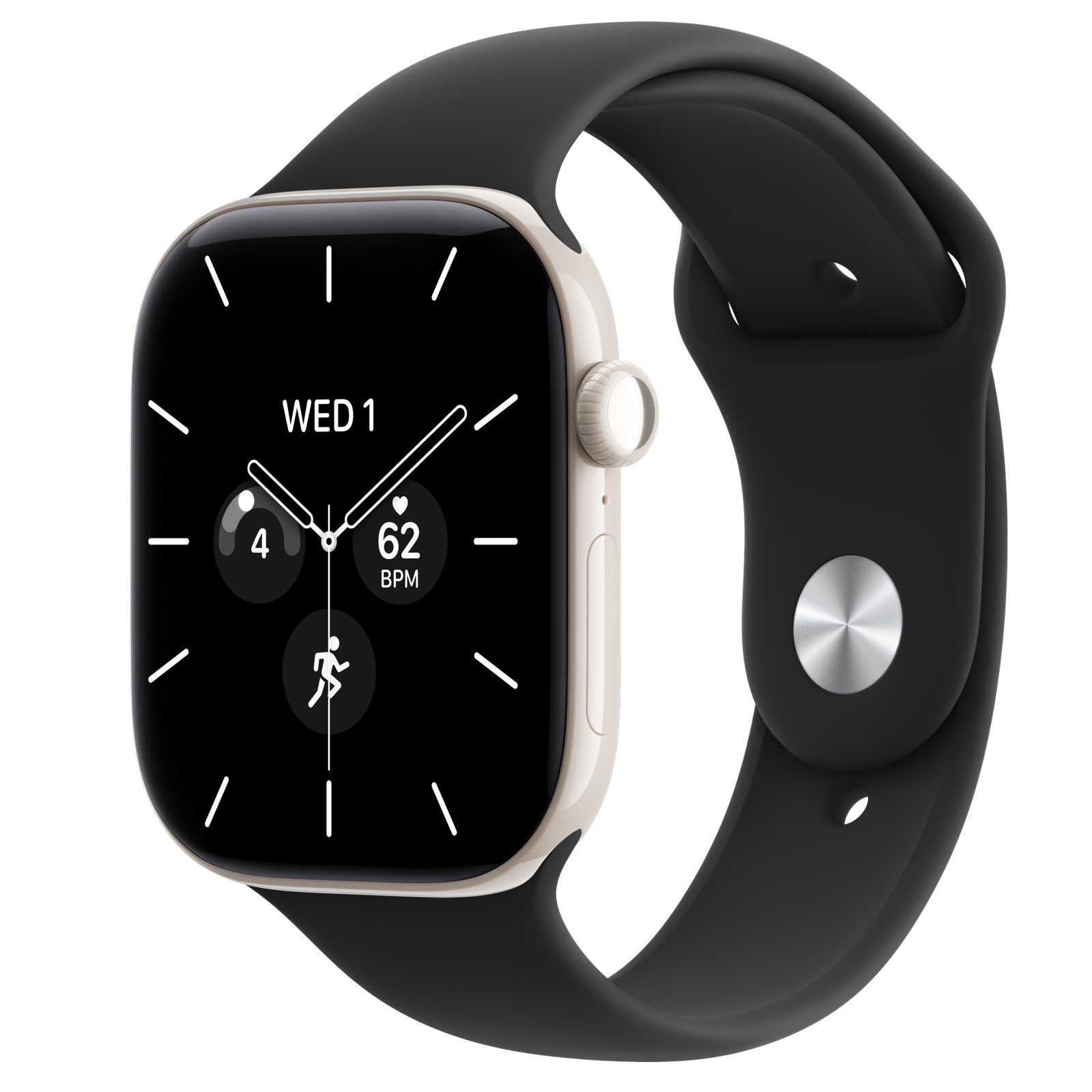 Apple Watch Series 12 (GPS + Cellular) • Keramikboett pärlvit, 46 mm • Sportband svart